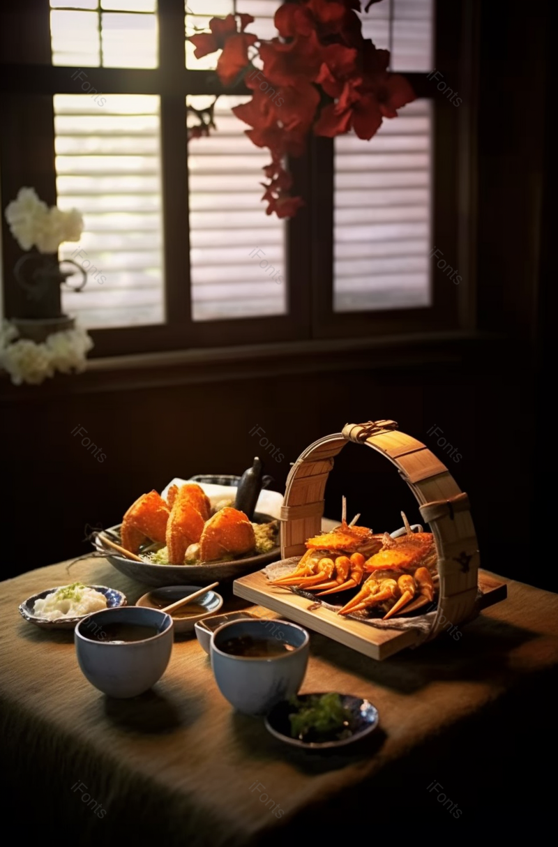 中华美食中秋大闸蟹和菊花静物,高清,摄影图,摄影图片,图片大全,摄影图免费下载